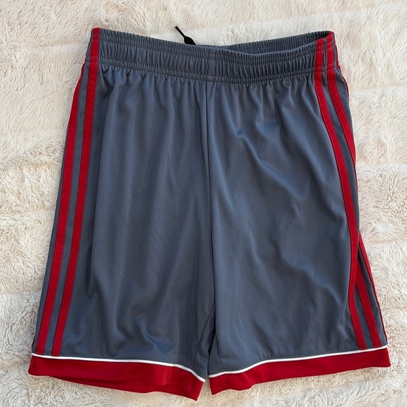 Adidas Gray and Red kids Shorts size youth large - Picture 1 of 8